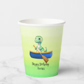 Gobelets En Papier Drôle dinosaure Kayak voile fête d'anniversaire (Recto)