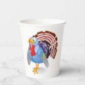 Gobelets En Papier Drôle Drôle Carton Bleu Turquie avec des plumes pa (Recto)