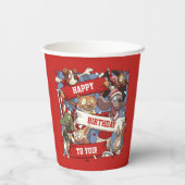 Gobelets En Papier Drôle Écharpe Waving Animal Cartoon Ventilateurs d (Verso)