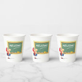 Gobelets En Papier Drôle enseignant de dessin animé Bienvenue à l'éco