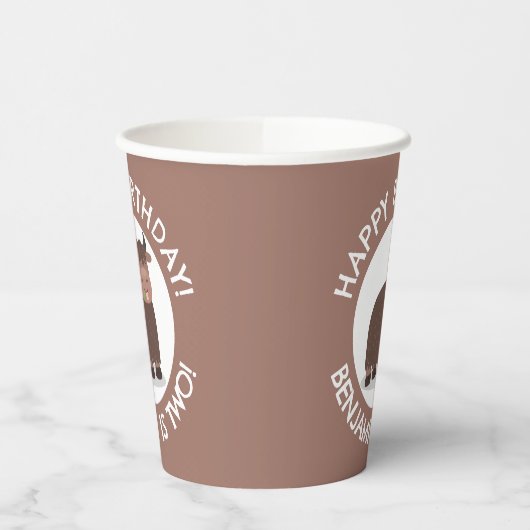 Gobelets En Papier Drôle joyeux yak personnalisées dessin animé anniv (Gauche)