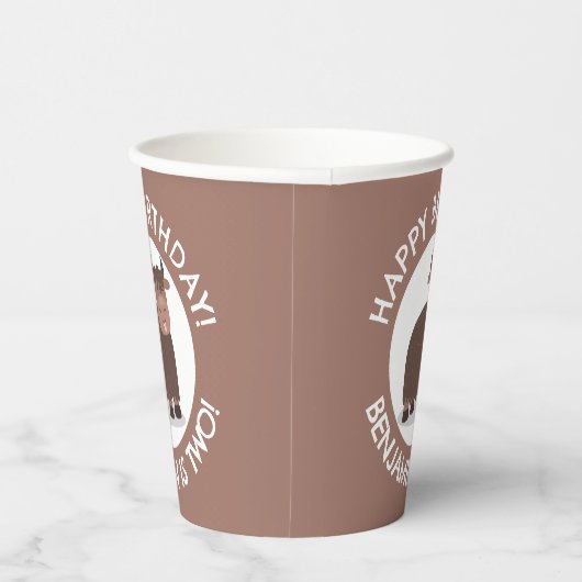 Gobelets En Papier Drôle joyeux yak personnalisées dessin animé anniv (Droite)