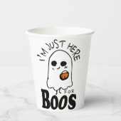 Gobelets En Papier Drôle Juste ici pour les Boos, Halloween (Recto)