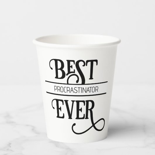 Gobelets En Papier Drôle meilleur titre d'emploi Procrastinator jamai (Recto)