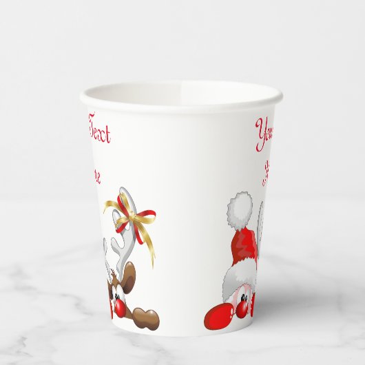 Gobelets En Papier Drôle Père Noël et Reindeer Cartoon (Gauche)