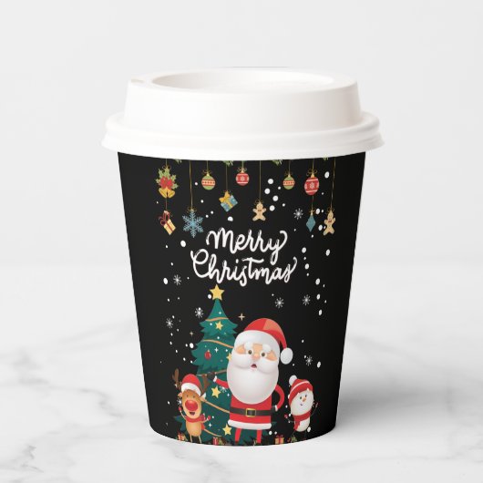 Gobelets En Papier Drôle Père Noël, Snowman, Reindeer Joyeux Noël (Verso)