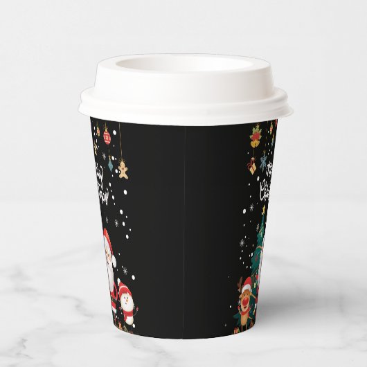 Gobelets En Papier Drôle Père Noël, Snowman, Reindeer Joyeux Noël (Droite)