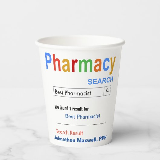 Gobelets En Papier Drôle personnalisé Meilleur cadeau Pharmacien (Verso)