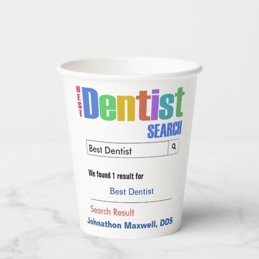 Gobelets En Papier Drôle personnalisé meilleur dentiste (Verso)