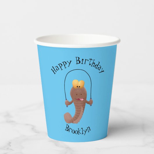 Gobelets En Papier Drôle sauter boudskipper poisson dessin animé (Verso)