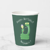 Gobelets En Papier Drôle serpent vert avec caricature maraca (Verso)