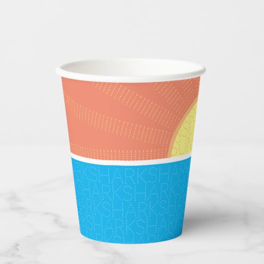 Gobelets En Papier Drôle soleil et requins été (Recto)