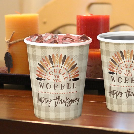 Gobelets En Papier Drôle Thanksgiving Gobble Jusqu'à ce que vous tour