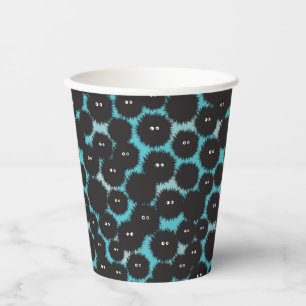 Gobelets En Papier Drôles de monstres noirs duveteux