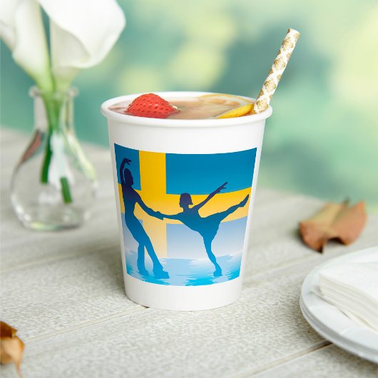 Gobelets En Papier Duo Suédois de Patinage sur glace Silhouette