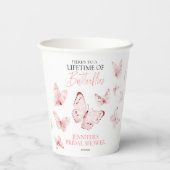 Gobelets En Papier Durée de vie des papillons Fête de mariage Rose Bl (Verso)