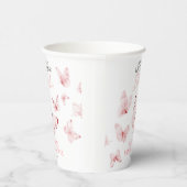 Gobelets En Papier Durée de vie des papillons Fête de mariage Rose Bl (Droite)