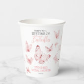 Gobelets En Papier Durée de vie des papillons Fête de mariage Rose Bl (Recto)