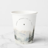 Gobelets En Papier Dusky Winter Snow Mountain Mariage paysage (Verso)