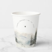Gobelets En Papier Dusky Winter Snow Mountain Mariage paysage (Recto)