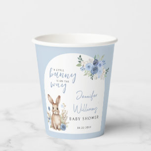 Gobelets En Papier Dusty bleu floral lapin bébé garçon tasses de papi
