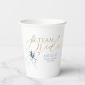 Gobelets En Papier Dusty Blue Bow Team Bride Bridal Shower (Verso)