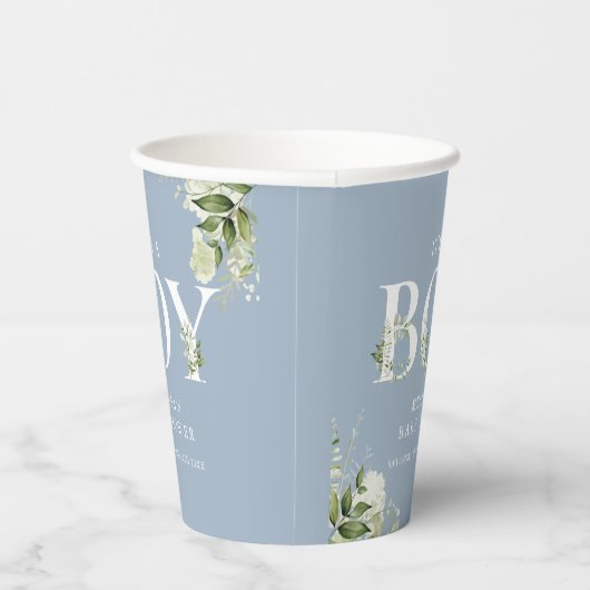 Gobelets En Papier Dusty Blue C'est un garçon vert lettre Baby shower (Droite)