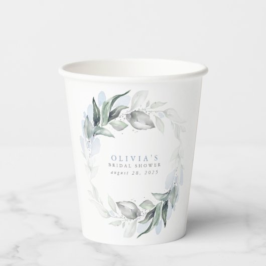 Gobelets En Papier Dusty Blue Eucalyptus (Verso)