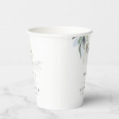 Gobelets En Papier Dusty Blue Eucalyptus Feuille Vert Élégant (Droite)