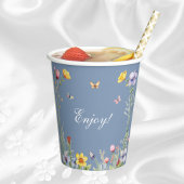 Gobelets En Papier Dusty Blue Fleur sauvage Boho Fête des mariées flo