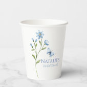 Gobelets En Papier Dusty Blue Fleur sauvage Fête des mariées personna (Verso)