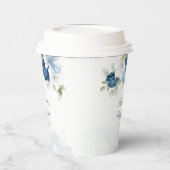 Gobelets En Papier Dusty Blue Floral Mariage botanique (Gauche)