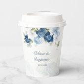 Gobelets En Papier Dusty Blue Floral Mariage botanique (Verso)