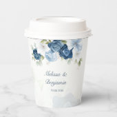 Gobelets En Papier Dusty Blue Floral Mariage botanique (Recto)