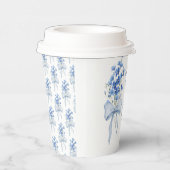 Gobelets En Papier Dusty Blue Floral Ribbon Bow Fête des mariées Part (Droite)