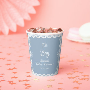 Gobelets En Papier Dusty Blue mexicaine baby shower papillon picado