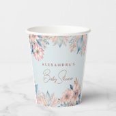 Gobelets En Papier Dusty Blue rose Floral Boho Chic Baby shower (Verso)