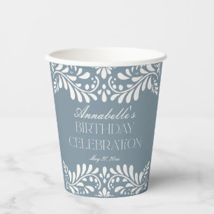Gobelets En Papier Dusty Blue Talavera fête d'anniversaire espagnole