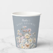 Gobelets En Papier Dusty Blue Wildflower Baby Shower  (Recto)
