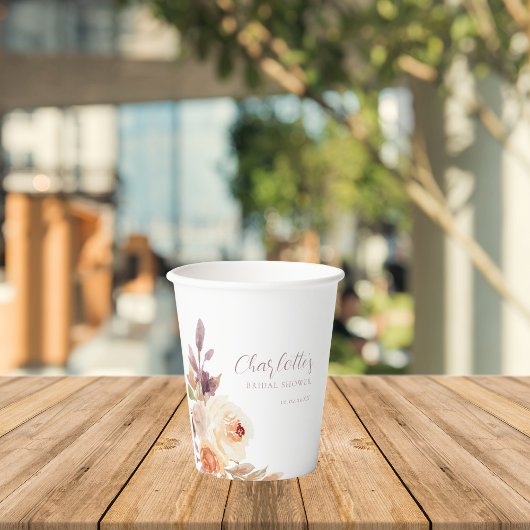 Gobelets En Papier Dusty Orange Fall Fête des mariées florale