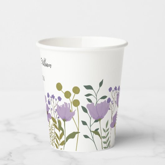 Gobelets En Papier Dusty Purple Spring Floral Mariage Personnalisé (Gauche)