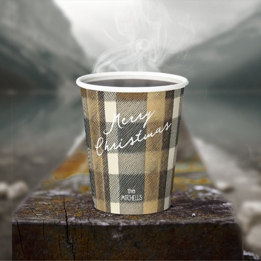 Gobelets En Papier Earth Tones Gold Christmas Motif#7 ID1009