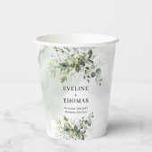 Gobelets En Papier Eau rustique eucalyptus vert mariage or (Verso)