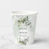 Gobelets En Papier Eau rustique eucalyptus vert mariage or (Recto)