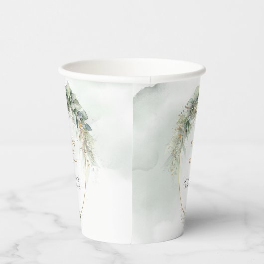 Gobelets En Papier Eau rustique eucalyptus vert mariage or (Droite)