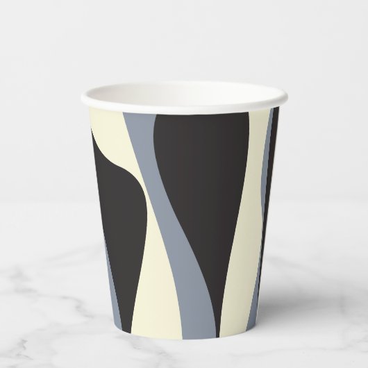 Gobelets En Papier Ebb et flux 4 en noir, gris et crème (Verso)