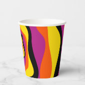 Gobelets En Papier Ebb et flux 4 - Noir, rose, orange et jaune (Recto)