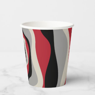 Gobelets En Papier Ebb et flux 4 - Rouge, gris, noir et blanc os