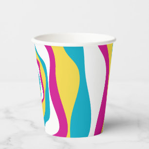 Gobelets En Papier Ebb et flux 4 - Turquoise, Jaune, Rose et Blanc