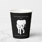 Gobelets En Papier Échange cadeau d'éléphant noir et blanc Texte pers (Verso)